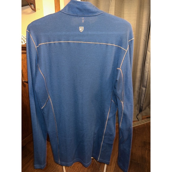 KUHL Mens Akkomplice crew base layer Sweater Blue Long Sleeve 1/4 Zip Pullover L - Picture 2 of 4